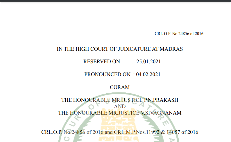 Madras HC in the case of L.Sivaramakrishnan Versus The Deputy Director