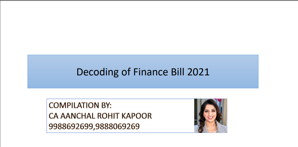 Decoding of Finance Bill 2021