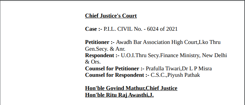 Allahabad HC in the case of Awadh Bar Association Versus Union of India