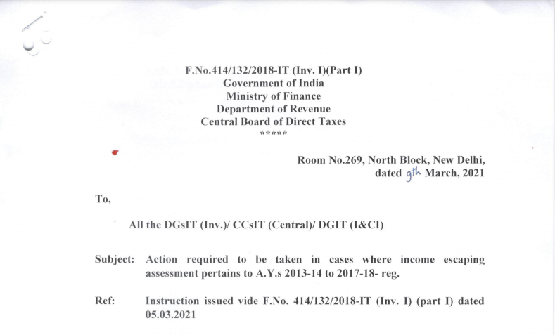 FAQs On Cases to be Reopened before 31st March 2021: CBDT