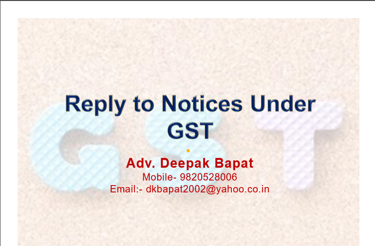 Reply to Notices Under GST