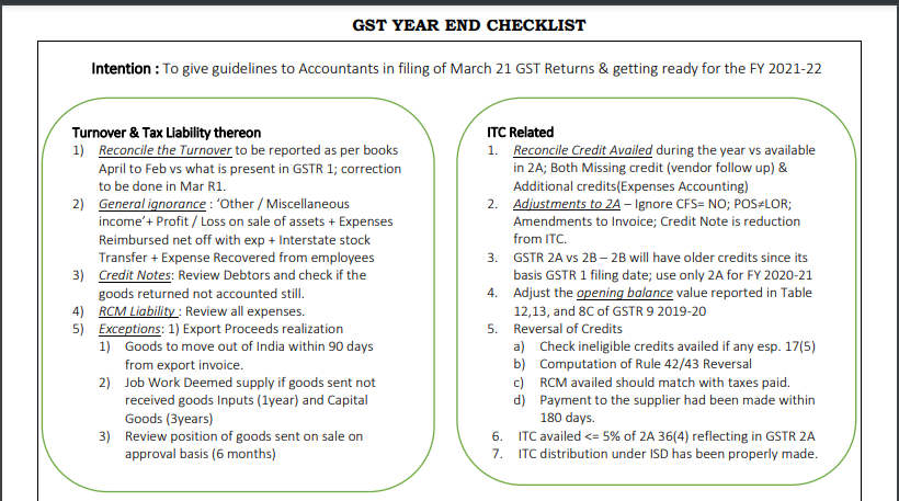 GST Year-End Checklist