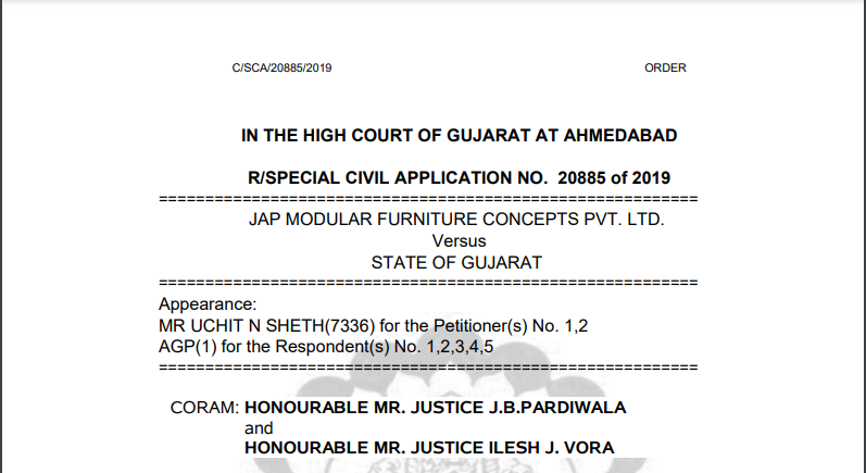 Gujarat HC in the case of JAP Modular Furniture Concepts (P) Ltd.