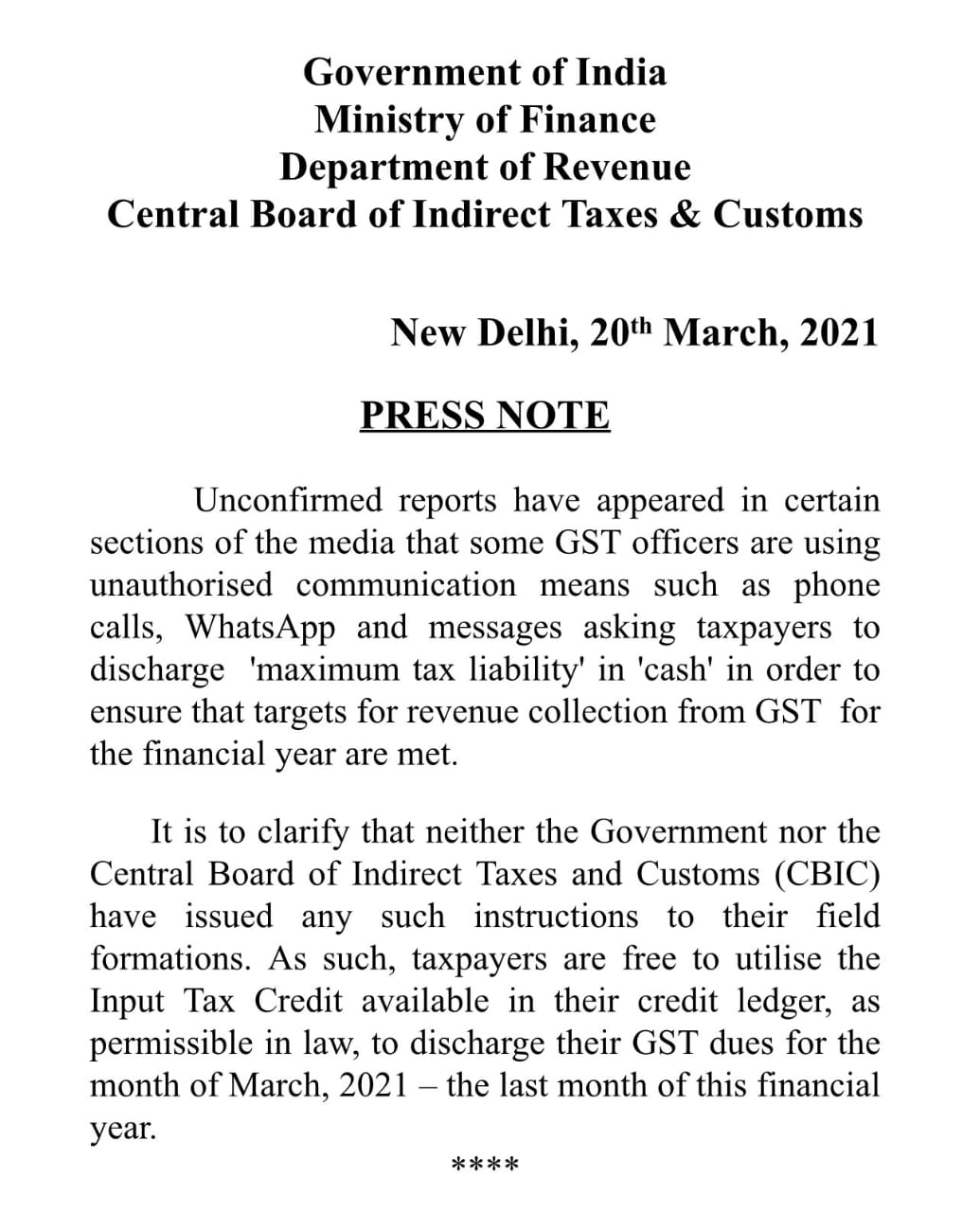 Most Important Clarification by CBIC on Unauthorized Demands by Tax Officers