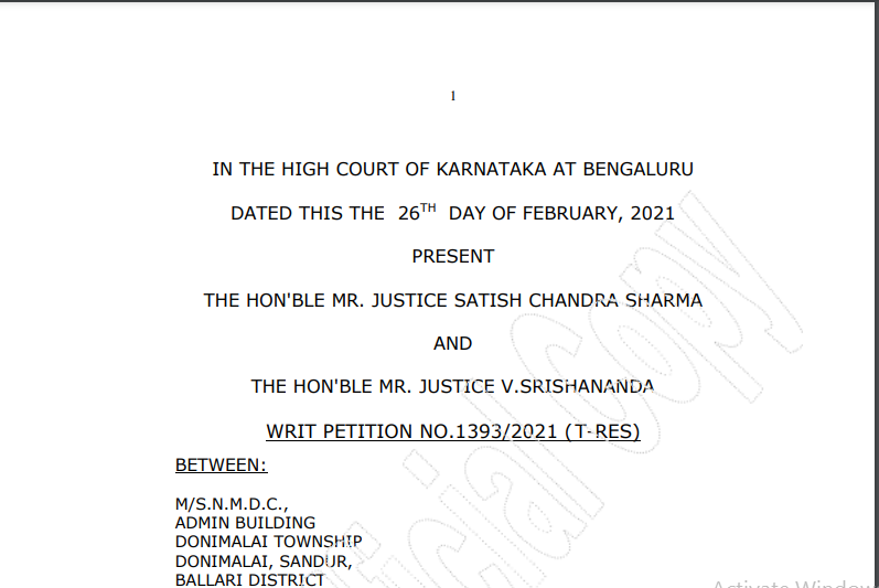 Karnataka HC in the case of M/s NMDC Versus The Authority for Advance Ruling