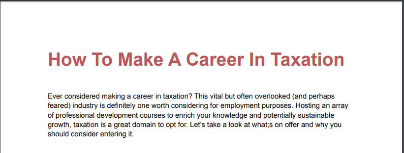 How To Make A Career In Taxation