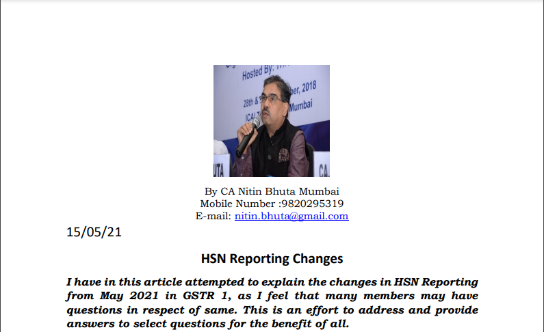 HSN Reporting Changes