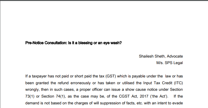 Pre-Notice Consultation: Is it a blessing or an eye wash?