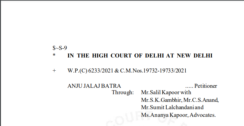 Delhi HC in the case of Anju Jalaj Batra Versus National E-Assessment Centre