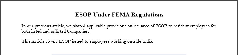  ESOP Under FEMA Regulations 