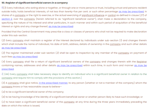 sec 90 as per companies act