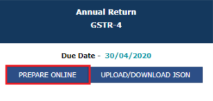 click on the prepare online button for filling form gstr-4