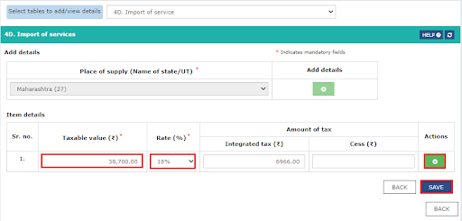 enter the mandatory fields - taxable value and choose the gst rate.