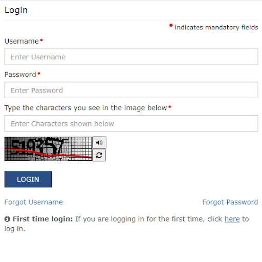 enter username, password & captcha