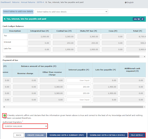 file the gstr-4 return using evc or dsc