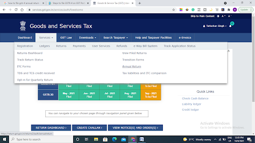 navigate to servicesreturnsannual returns