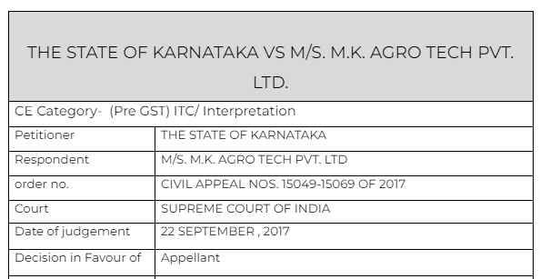 M.K agro chnical vs state of kanatala