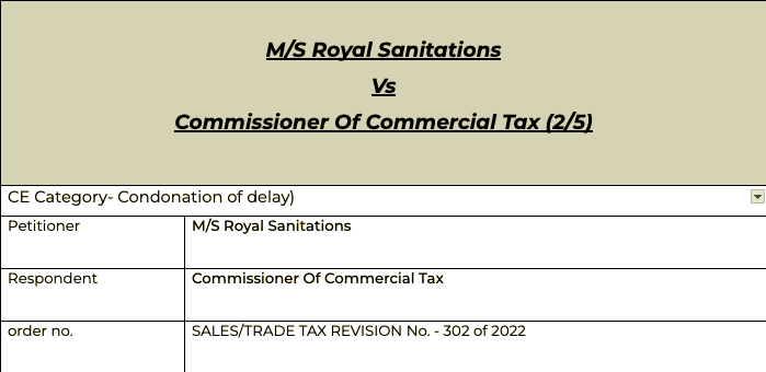 M/s royal sanitation Vs Comm of commercial tax GST judgment UP