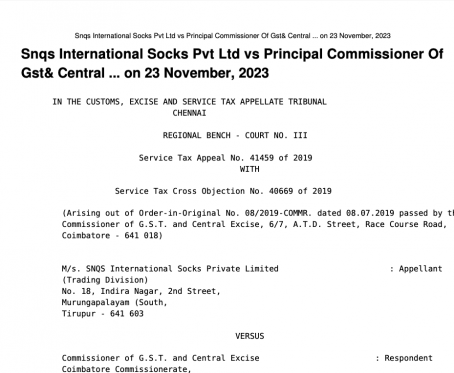 SNQS International Service tax judgment SC